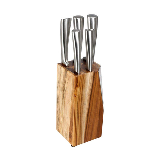 Set of Knives with Wooden Base 5five Simply Smart