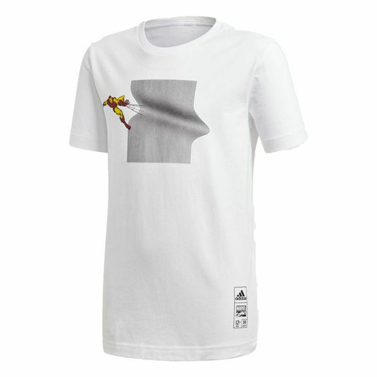 Children’s Short Sleeve T-Shirt Adidas Sportswear Iron Man Graphic White