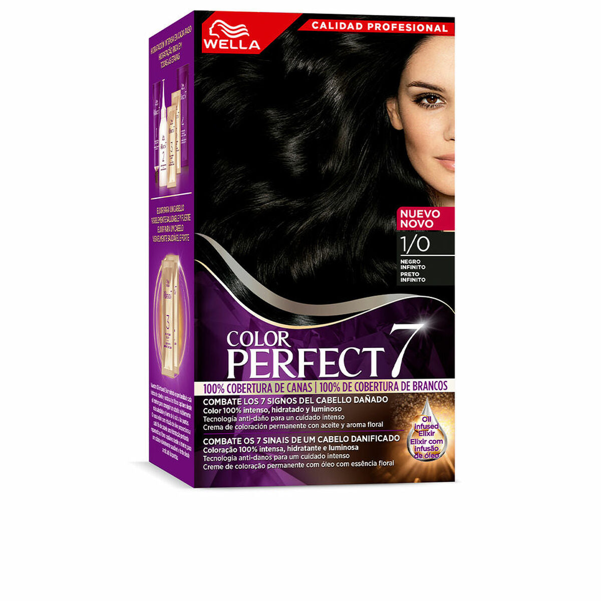 Permanente Creme-Coloration Wella Color Perfect 7 1/0-schwarz unendlich