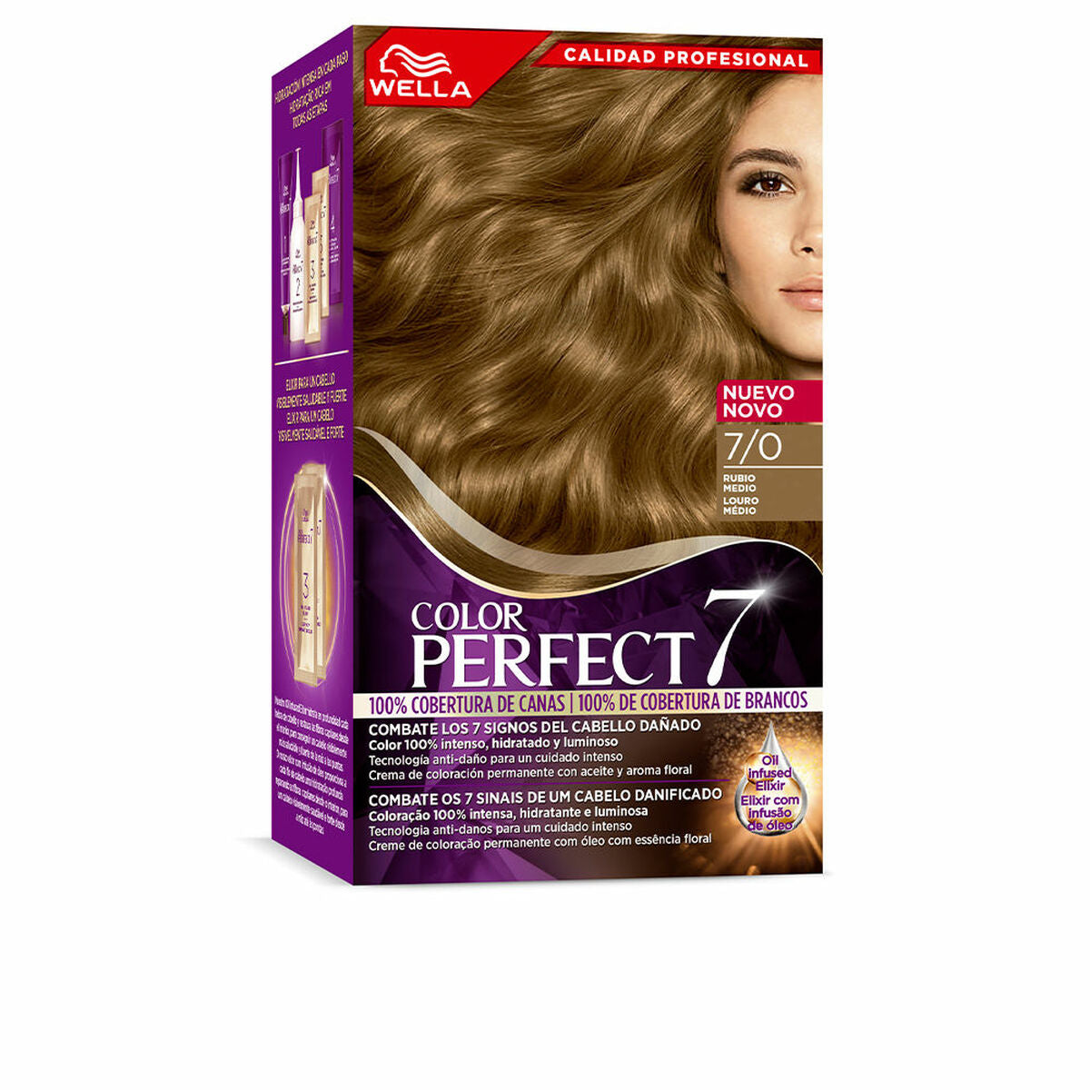 Dauerhafte Farbe Wella Color Perfect 7 Nº 7/0 Graues Haar 60 ml Mittelblond