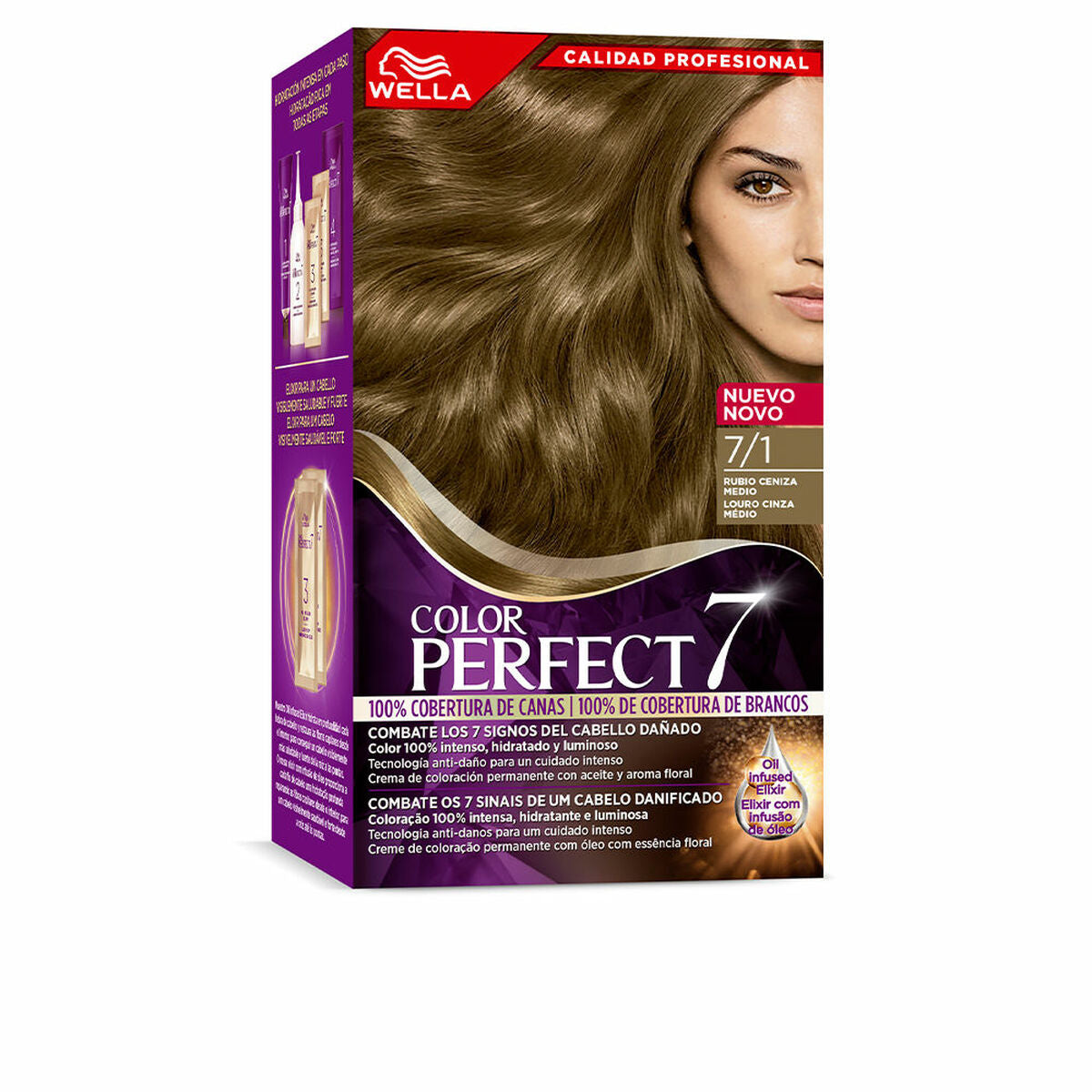 Dauerhafte Farbe Wella Color Perfect 7 Nº 7/1 Graues Haar Aschblond 60 ml