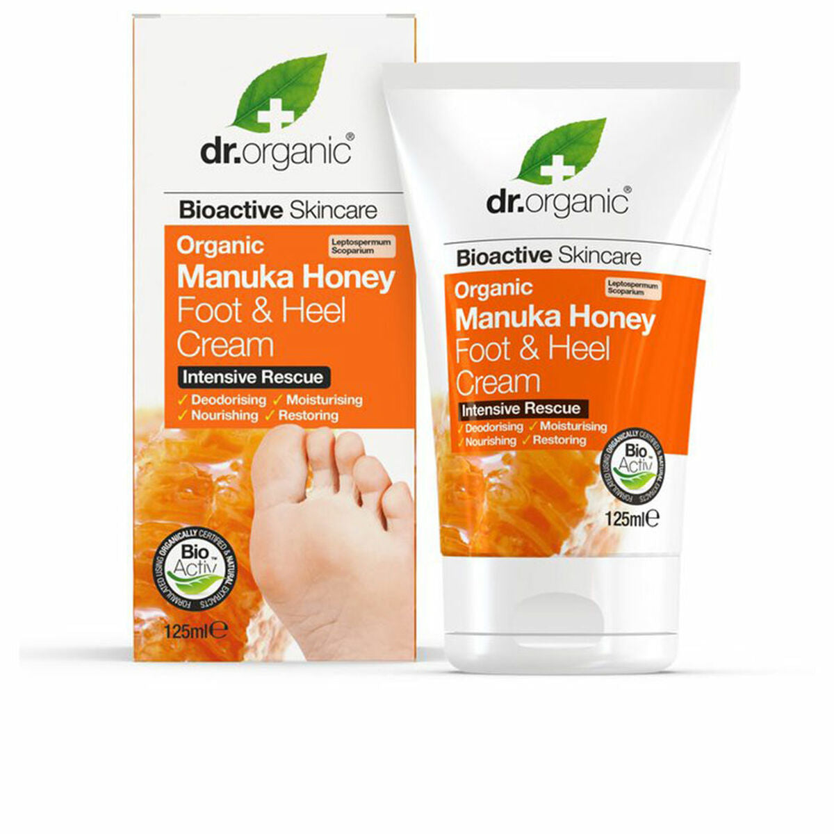 Feuchtigkeitsspendende Fußcreme Manuka-Honig Dr.Organic Miel De Manuka 125 ml