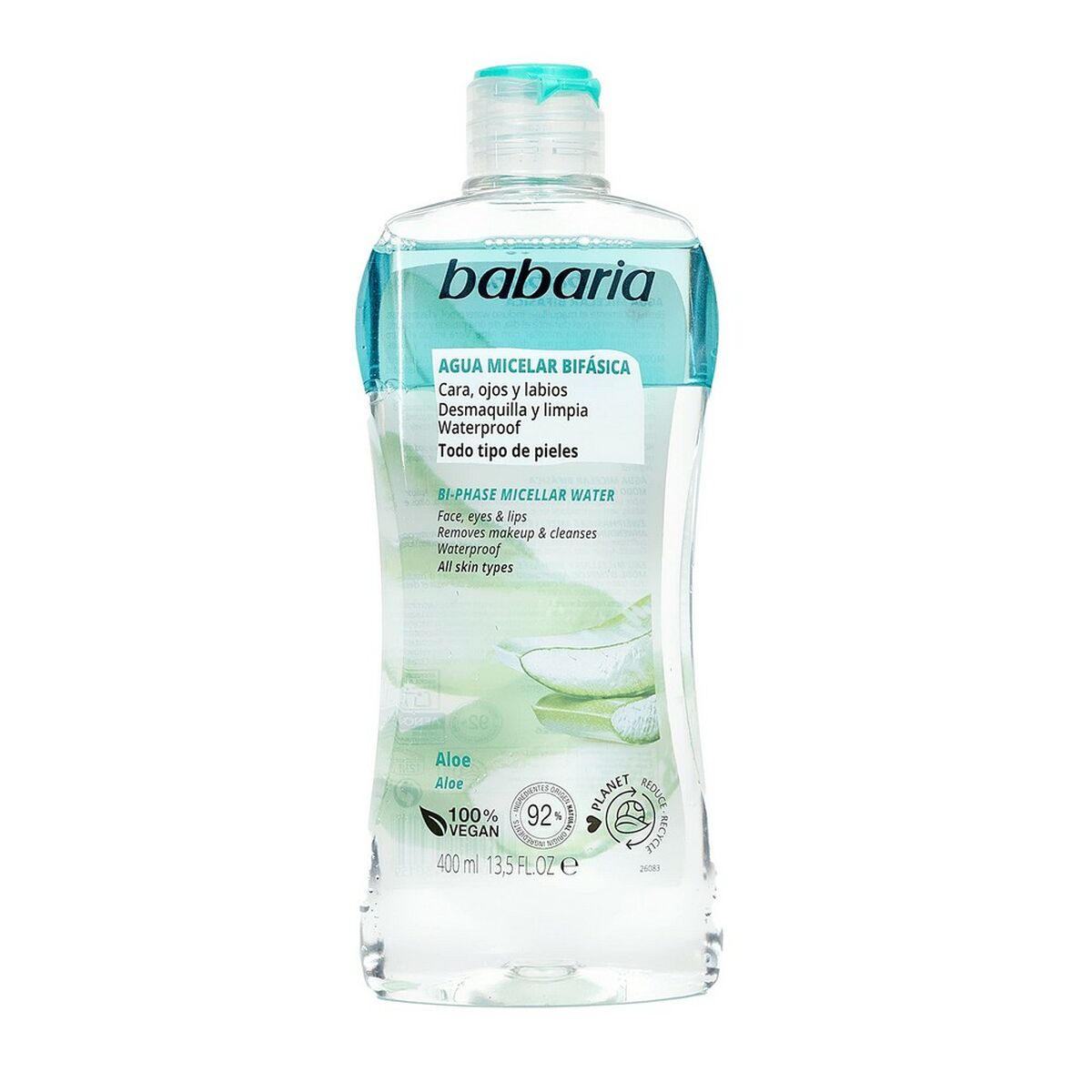 Zweiphasiger Make-up-Entferner für das Gesicht Babaria Micellar Water Aloe Vera (400 ml)