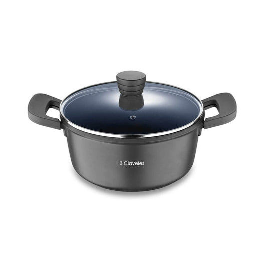 Casserole with glass lid 3 Claveles Blue Black 6,7 l 28 x 12,5 cm