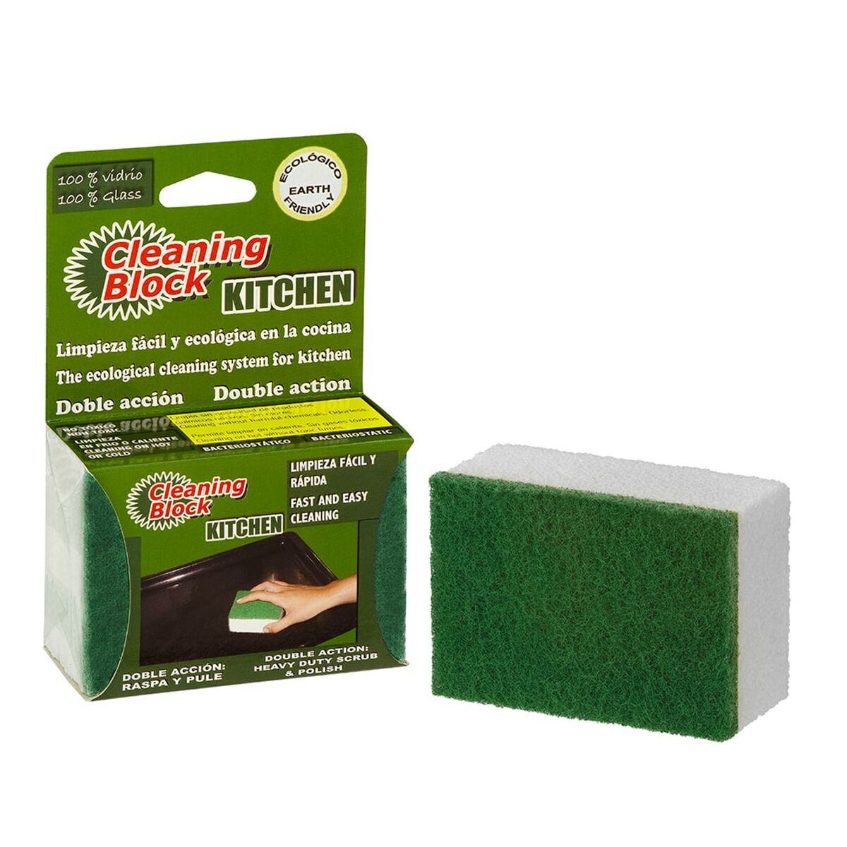 Scourer Cleaning Block Green Glass (10 x 7 x 4,5 cm) Cleaning Block