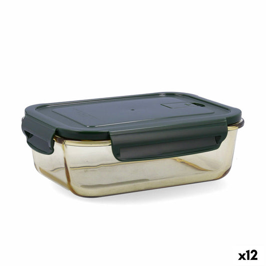 Hermetic Lunch Box Bidasoa Infinity Rectangular 1,04 L Yellow Glass (12 Units)