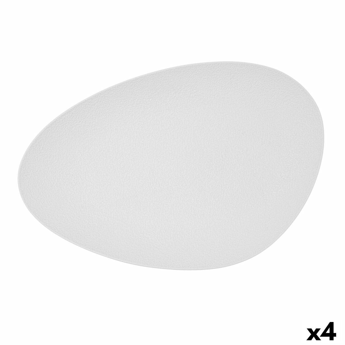 Snack tray Bidasoa Fosil White Ceramic Aluminium Oxide Oval 39,1 x 26,3 x 3,4 cm (4 Units)