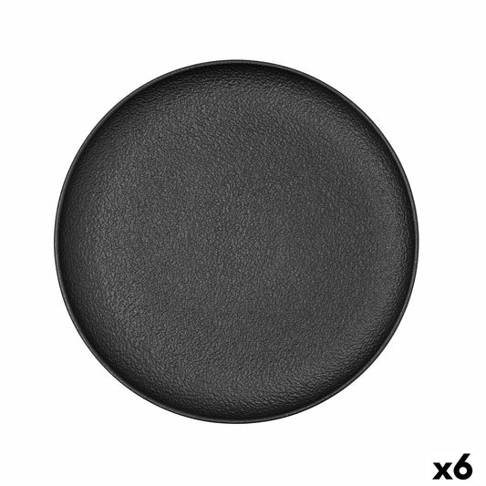 Flat Plate Bidasoa Fosil Black Ceramic 26,5 x 26,4 x 2,3 cm (6 Units)