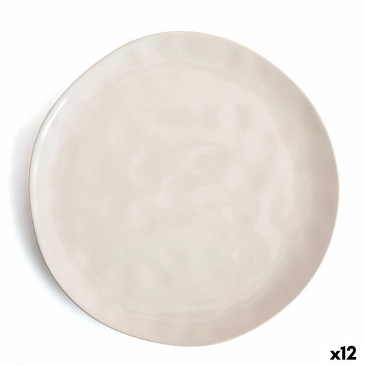 Flat Plate Bidasoa Cosmos White Ceramic 26 cm (12 Units)