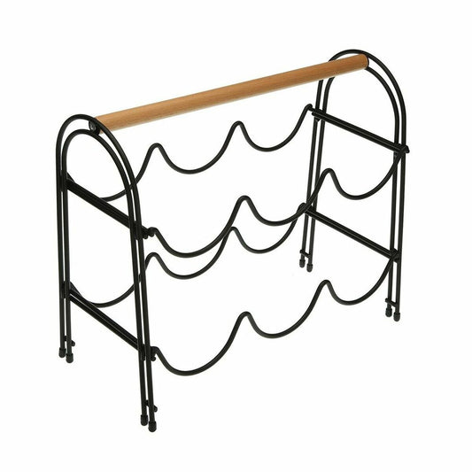 Bottle rack Versa Metal Wood Steel (14 x 27,5 x 32,7 cm)