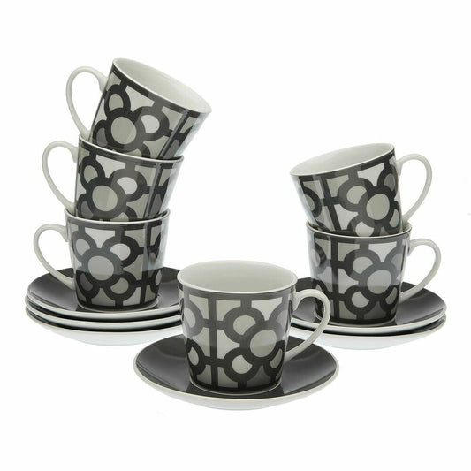 Set of 6 teacups with plates Versa Urbana Porcelain 9 x 14 x 14 cm 10,5 x 8 x 6 cm 14 x 14 x 2 cm Versa