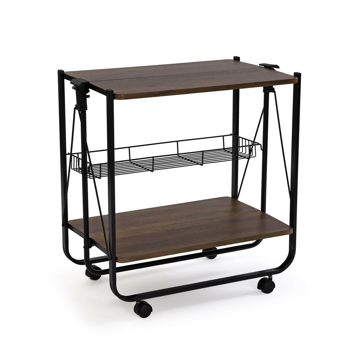 Kitchen Trolley Versa Black PVC Metal MDF Wood 40 x 70 x 68 cm