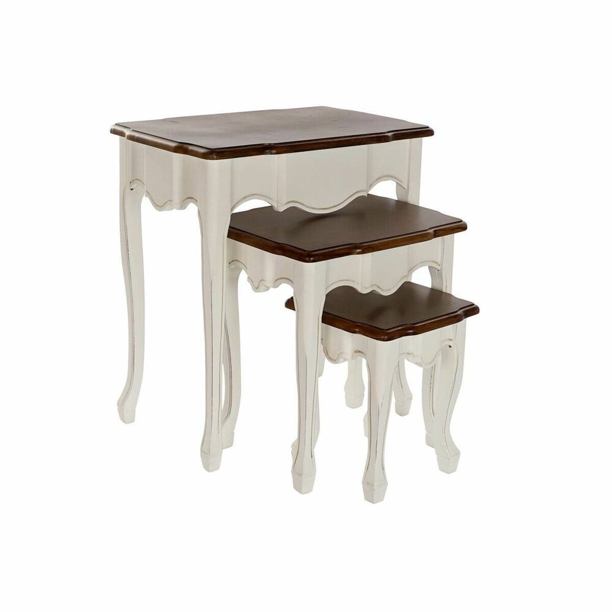 Set of 3 tables DKD Home Decor White Brown 60 x 40 x 66 cm DKD Home Decor