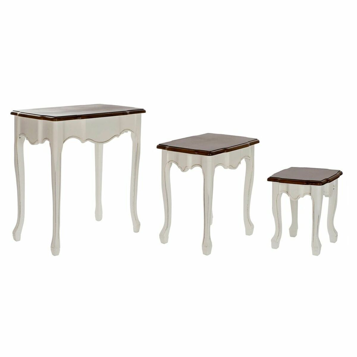 Set of 3 tables DKD Home Decor White Brown 60 x 40 x 66 cm DKD Home Decor