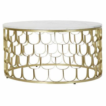 Side table DKD Home Decor 81 x 81 x 42 cm Golden White Plastic Marble Iron DKD Home Decor