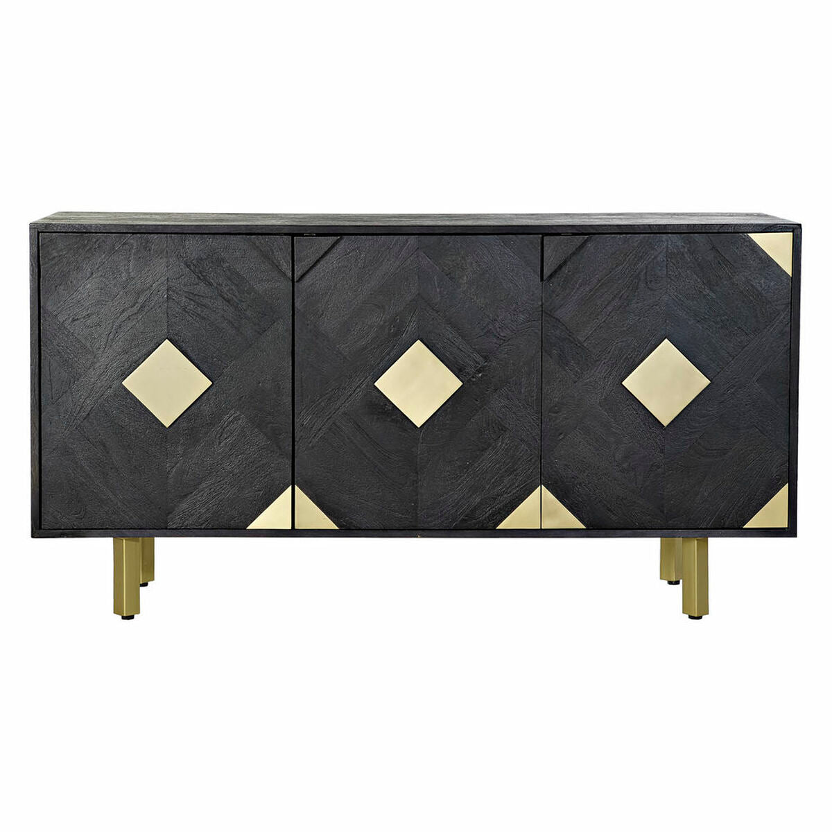 Sideboard DKD Home Decor 145 x 42 x 77 cm Black Golden Mango wood DKD Home Decor