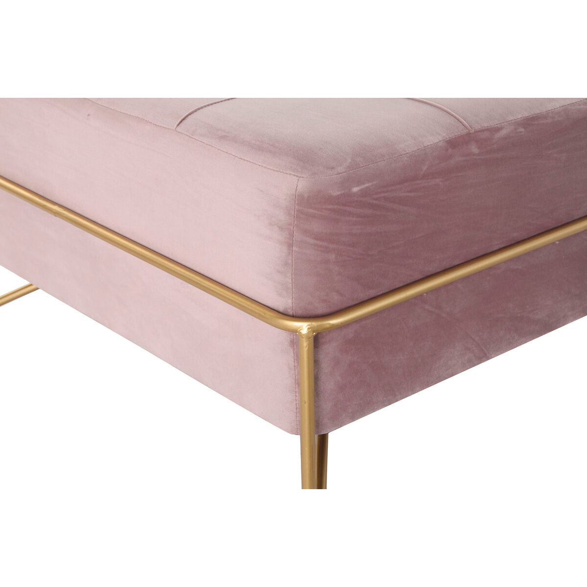 Bench DKD Home Decor Foam Pink Golden Metal Polyester Velvet MDF Wood (80 x 80 x 42 cm) DKD Home Decor