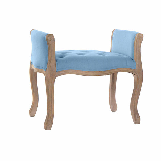 Bench DKD Home Decor Natural Blue Linen Rubber wood (69 x 44 x 60 cm)