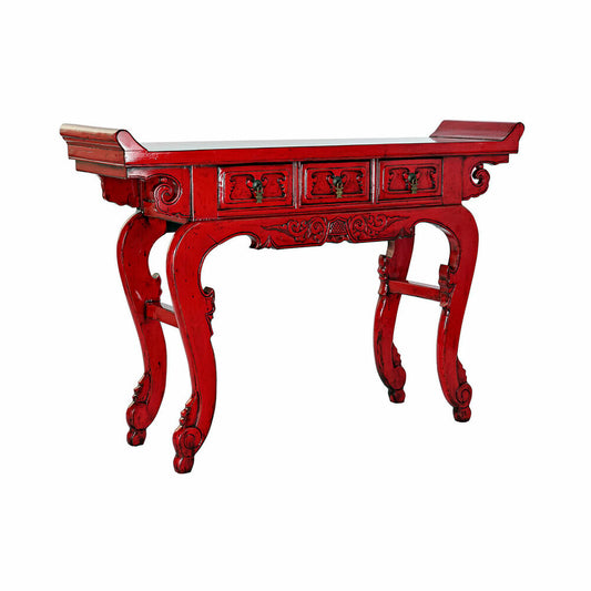 Console DKD Home Decor Red Metal Elm wood (135 x 37 x 89 cm)