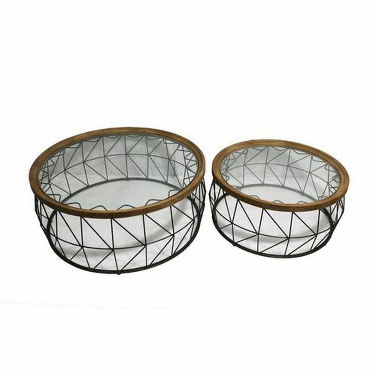 Set of 2 tables DKD Home Decor Crystal Metal (102 x 102 x 42 cm) (2 pcs) DKD Home Decor