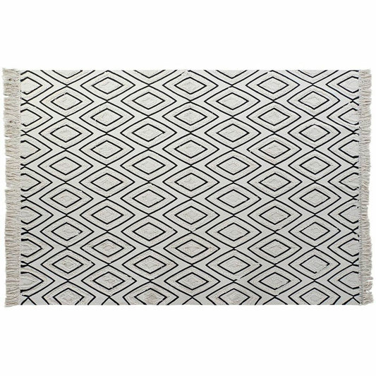 Carpet DKD Home Decor 160 x 250 x 0,7 cm Black Polyester Cotton White Rhombus Boho DKD Home Decor