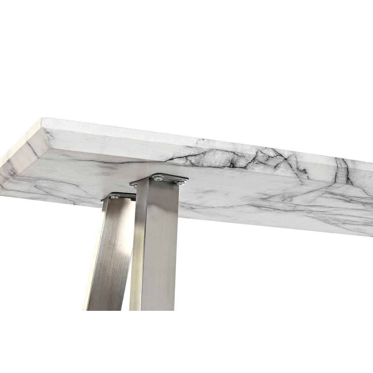 Console DKD Home Decor White Silver Steel MDF Wood 120 x 40 x 76 cm