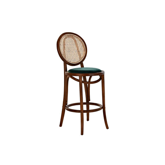 Stool DKD Home Decor Green Dark brown Rattan Elm wood 43 x 43 x 108 cm DKD Home Decor