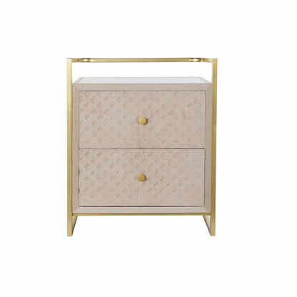 Side table DKD Home Decor Beige Golden Metal Crystal 60 x 35 x 75 cm