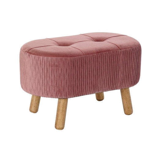 Bench DKD Home Decor Natural Pink Wood Velvet (60 x 35 x 36 cm)