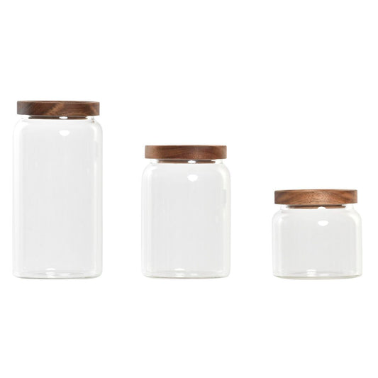 3 Tubs DKD Home Decor Acacia Borosilicate Glass (1 L) (400 ml) (700 ml) (3 Pieces) - byKim