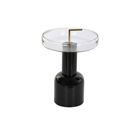 Side table DKD Home Decor Crystal Black Transparent Iron 41 x 41 x 57 cm