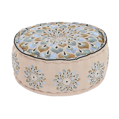 Pouffe DKD Home Decor Blue Beige 60 x 60 x 27 cm DKD Home Decor