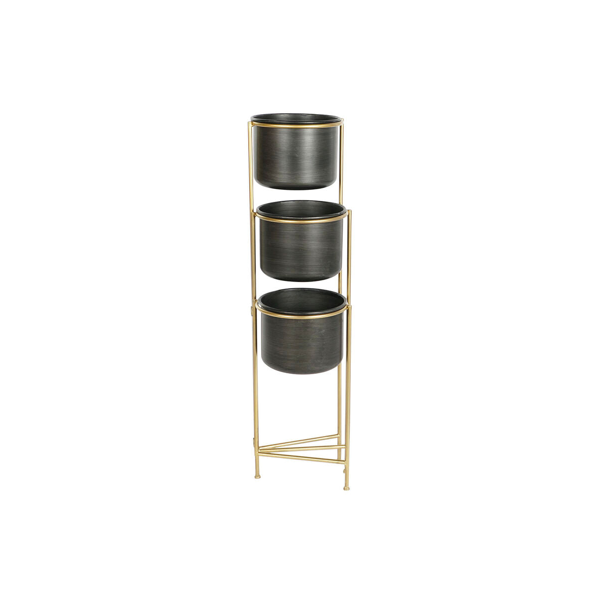 Planter DKD Home Decor 30 x 21 x 80 cm Black Golden Metal