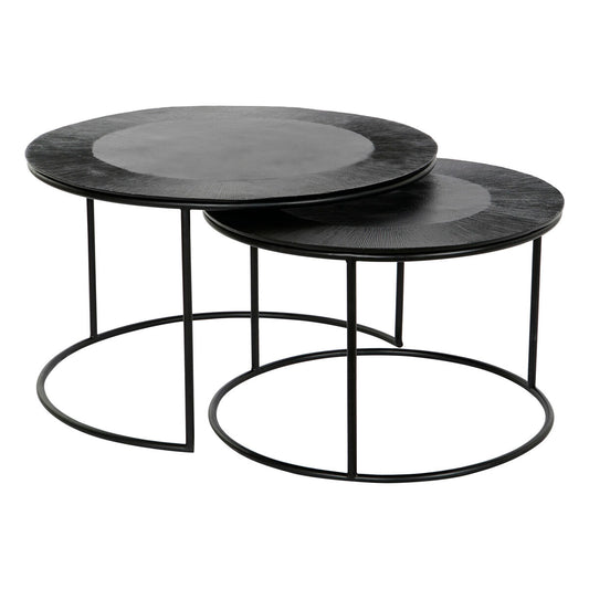 Set of 2 tables DKD Home Decor Black Metal Aluminium 76 x 76 x 44 cm