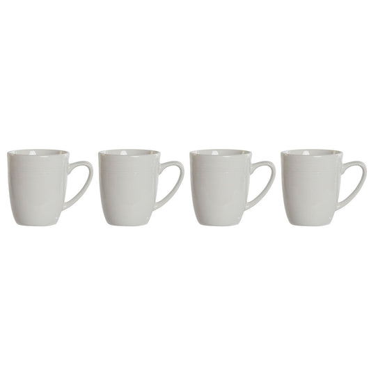 4 Piece Mug Set DKD Home Decor White Porcelain 330 ml 12 x 10 x 9 cm - byKim