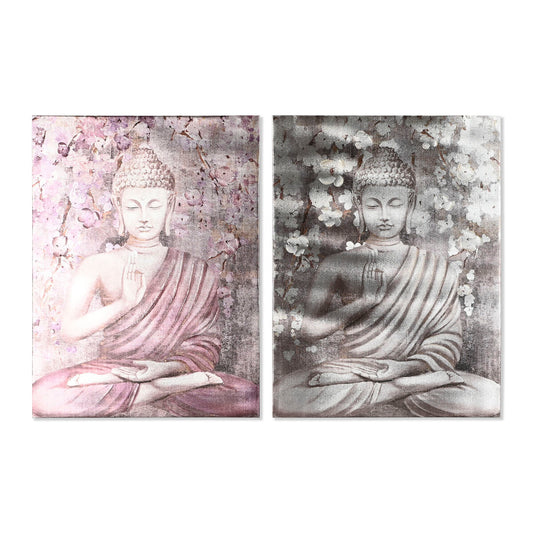 Painting Home ESPRIT Buddha Oriental 60 x 2,7 x 80 cm (2 Units) Home ESPRIT