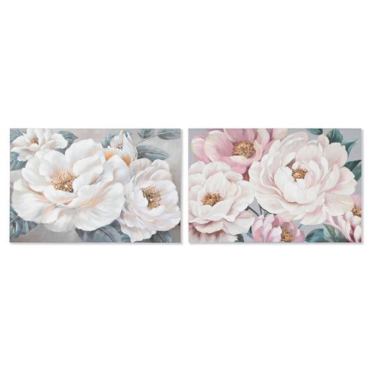 Painting Home ESPRIT Roses Romantic 120 x 3,7 x 80 cm (2 Units) Home ESPRIT