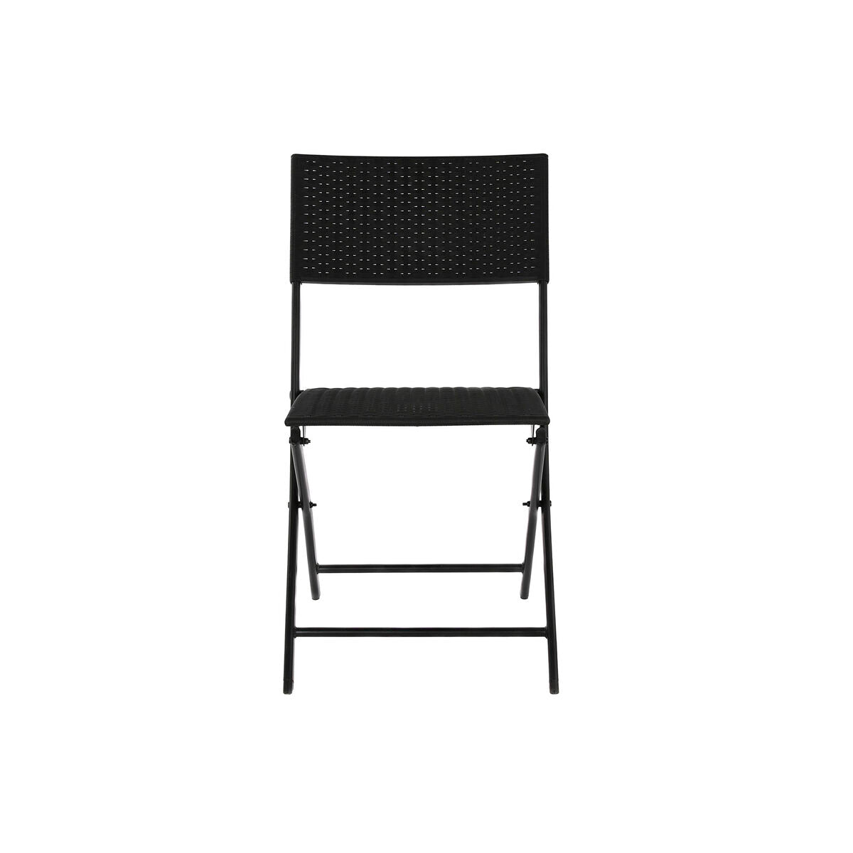 Table set with 2 chairs Home ESPRIT Black Steel synthetic rattan 58 x 58 x 71,5 cm