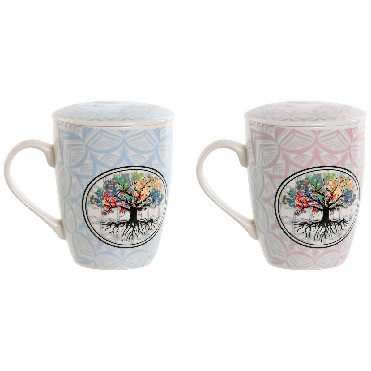 Cup with Tea Filter Home ESPRIT Blue Pink 340 ml (2 Units) Home ESPRIT