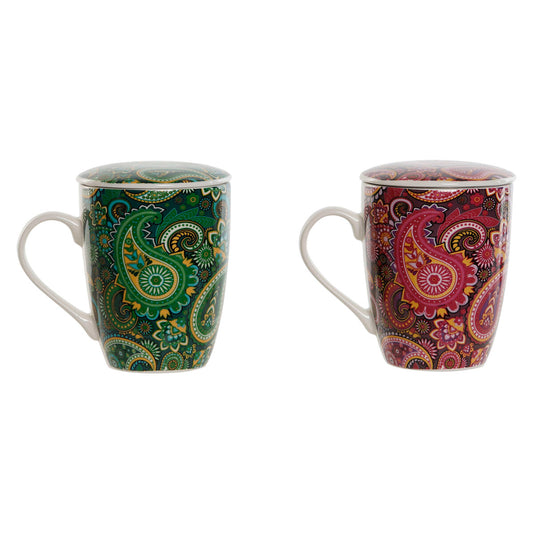 Cup with Tea Filter Home ESPRIT Green Turquoise Maroon Lilac Modern 340 ml (2 Units) Home ESPRIT