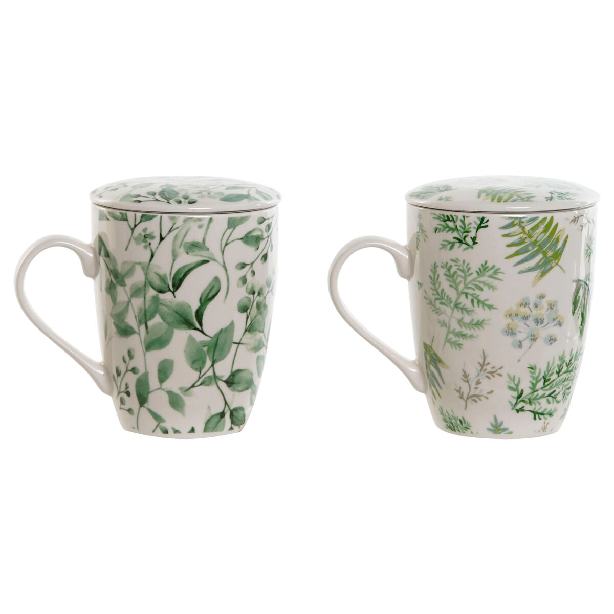 Cup with Tea Filter Home ESPRIT White Green 340 ml (2 Units)