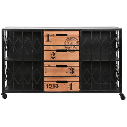 Chest of drawers Home ESPRIT Brown Black Metal Fir Loft 122,5 x 32,5 x 74 cm