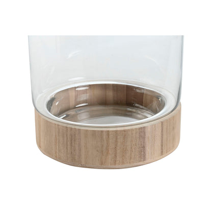 Vase Home ESPRIT Transparent Natural Wood Crystal 21 x 21 x 42 cm Home ESPRIT