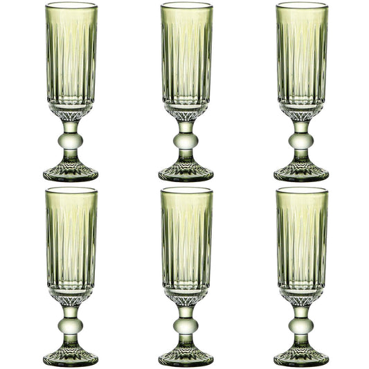 Set of cups Home ESPRIT Green Crystal 6 x 6 x 18,4 cm (6 Units)