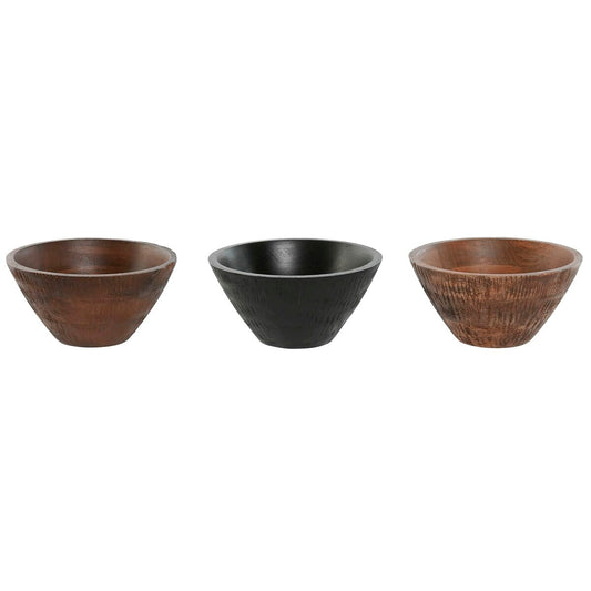 Snack Bowl Home ESPRIT Brown Black Light brown Mango wood Colonial 15 x 15 x 8 cm (3 Units)