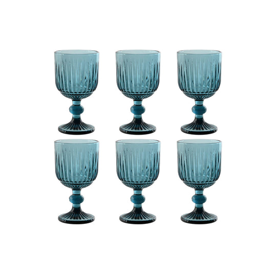 Set of cups Home ESPRIT Blue Crystal 8 x 8 x 14,5 cm (6 Units)