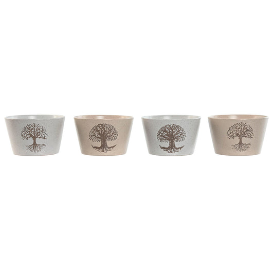 Bowl Home ESPRIT White Beige Stoneware 570 ml 13 x 13 x 8 cm (4 Units)