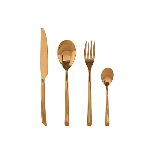 Cutlery Home ESPRIT Golden Stainless steel 1,8 x 0,8 x 23,5 cm 16 Pieces