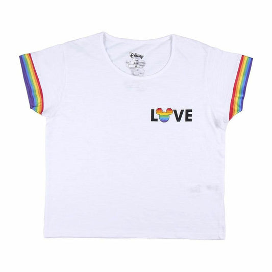 Kurzarm-T-Shirt für Damen Disney Love Pride Weiß