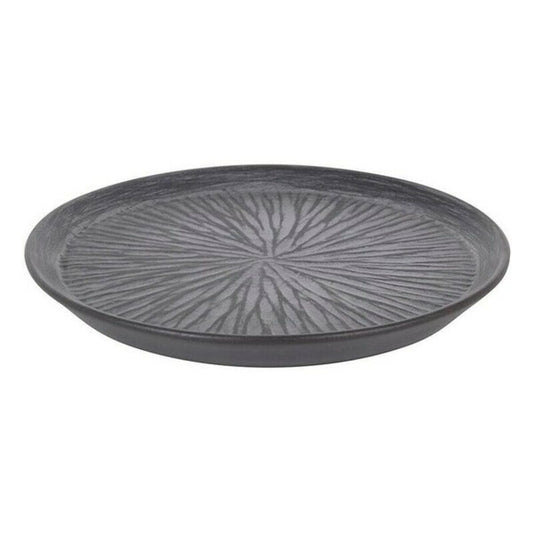 Flat plate Stoneware Lotus Porcelain Black (ø 23 x 2,5 cm) Inde